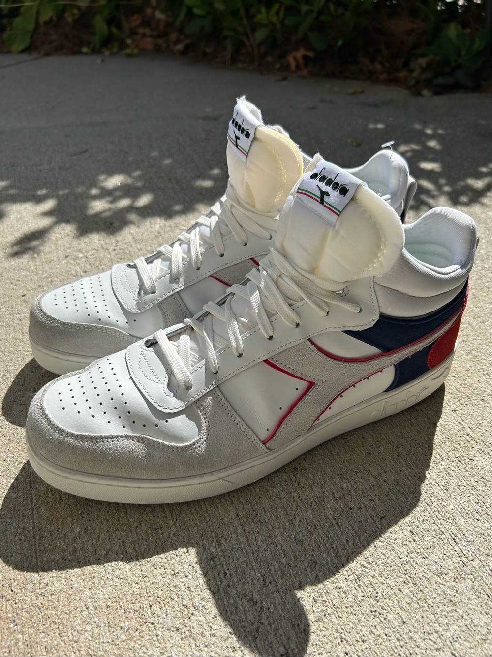 Diadora Rebound Ace Mid Men’s Size 12 Retro High Top Sneakers White Red Navy